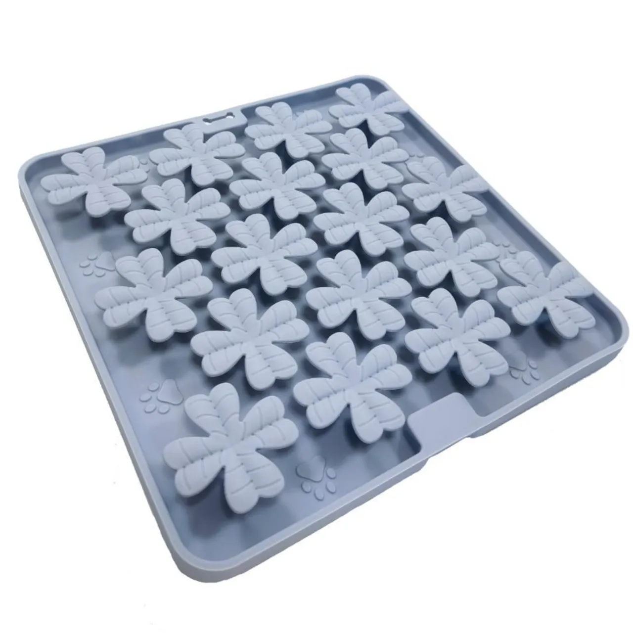 Nordic Paws slikkemåtte – grå blomst 20x20 cm i silikone med sugekopper